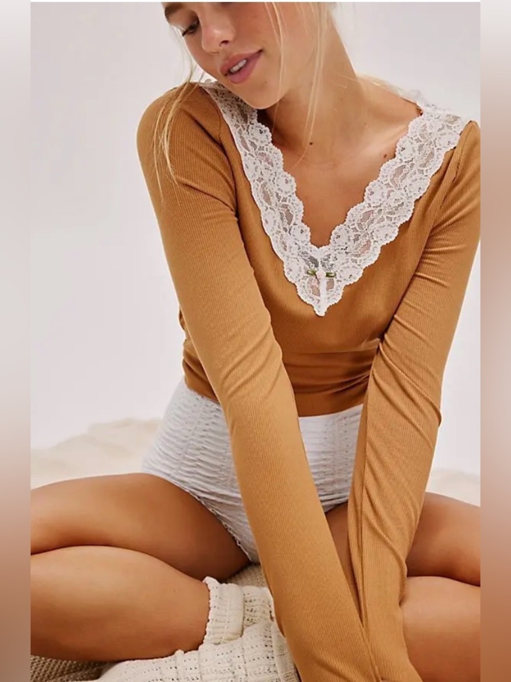 For Love & Lemons Eisley Ribbed Knit Top